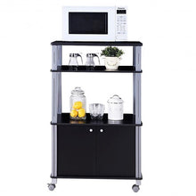 Load image into Gallery viewer, Microwave Rack Stand Rolling Storage Cart-Black
