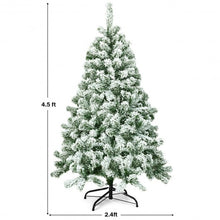 Load image into Gallery viewer, 4.5 ft Snow Flocked Artificial Christmas Tree with 400 Tips and Foldable Base