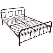 Load image into Gallery viewer, Queen Size Metal Steel Bed Frame w/ Stable Metal Slats-Chocolate