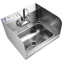 Load image into Gallery viewer, Stainless Steel Sink NSF Wall Mount Hand Washing Sink w/ Faucet and Side Splash