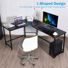 Load image into Gallery viewer, L Shaped Desk Corner Computer Desk PC Laptop Gaming Table Workstation-Black