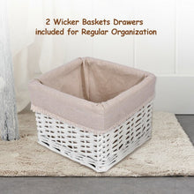 Load image into Gallery viewer, 2Pcs Bedroom Bedside End Table with Drawer Baskets-White