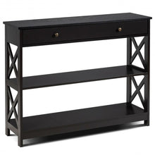 Load image into Gallery viewer, Console Table 3-Tier with Drawer and Storage Shelves-Espresso