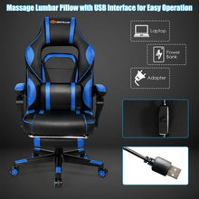 Load image into Gallery viewer, Massage Gaming Chair with Footrest and Lumbar Support