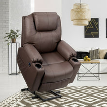 Load image into Gallery viewer, Electric Power Lift Leather Massage Sofa-Brown