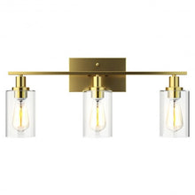 Load image into Gallery viewer, 3-Light Modern Bathroom Wall Sconce with Clear Glass Shade-Golden