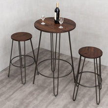 Load image into Gallery viewer, 3 pcs Wood Round Bar Table Bistro Stool Set