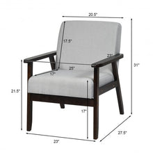 Load image into Gallery viewer, Solid Rubber Wood Fabric Accent Armchair-Light Gray