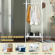 Load image into Gallery viewer, A-Frame Wood Clothing Hanging Rack with Storage Shelf-White