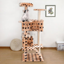 Load image into Gallery viewer, 52" Cat Scratching Post and Ladder Kitten Tower Tree -Beige & Paws