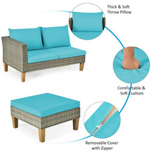 Load image into Gallery viewer, 4PCS Patio Rattan Furniture Set Cushioned Loveseat
