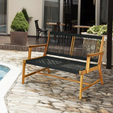 Load image into Gallery viewer, 2-Person Patio Acacia Wood Yard Bench-Black