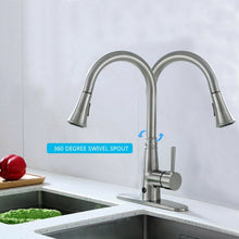 Load image into Gallery viewer, Pull-down Single Handle Brushed Nickel Kitchen Faucet