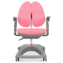 Load image into Gallery viewer, Kids Adjustable Height Depth Study Desk Chair with Sit-Brake Casters-Pink
