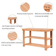 Load image into Gallery viewer, 2-Tier Bamboo Shoe Bench Entryway Storage Racks