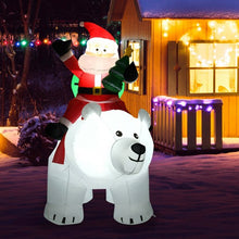 Load image into Gallery viewer, 6.5 ft Christmas Inflatable Santa Riding Polar Bear with Shaking Head LED Lights