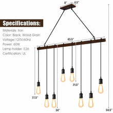 Load image into Gallery viewer, 8-light Industrial Pendant Light Wood Hanging Chandelier Fixture