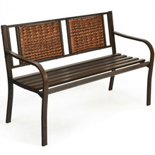 Load image into Gallery viewer, Outdoor Porch Furniture Patio Garden Bench Steel Frame Rattan