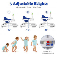 Load image into Gallery viewer, 2-in-1 Foldable Baby Walker with Adjustable Heights-Blue
