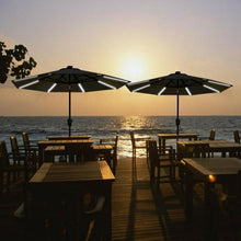 Load image into Gallery viewer, 9 Ft Patio Solar Powered Umbrella with LED Light-Gray