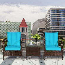 Load image into Gallery viewer, 3 PCS Patio Rattan Furniture Set-Turquoise
