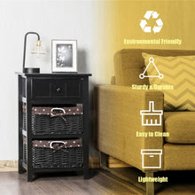 Load image into Gallery viewer, 3 Layer 1 Drawer Nightstand End Table with 2 Baskets-Black