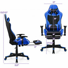 Load image into Gallery viewer, PU Leather Gaming Chair with USB Massage Lumbar Pillow and Footrest -Blue