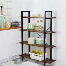Load image into Gallery viewer, 4-Tiers Bookshelf Industrial Bookcases Metal Frame Shelf Stand