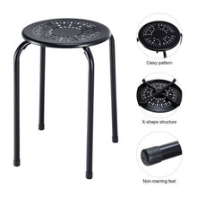 Load image into Gallery viewer, Set of 6 Stackable Backless Round Metal Stool Set-Black