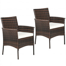 Load image into Gallery viewer, 2 Pieces Rattan Arm Dining Chair Cushioned Sofa Furniture Patio