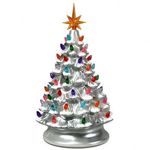 Load image into Gallery viewer, 15" Pre-Lit Hand-Painted Ceramic Christmas Tree-Silver