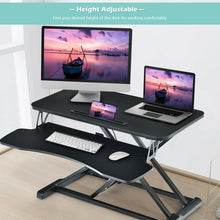 Load image into Gallery viewer, Converter Adjustable Riser Stand Desk with Keyboard Tray-Black
