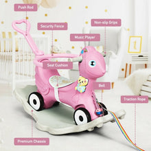 Load image into Gallery viewer, 4 in 1 Baby Rocking Horse with Music-Pink