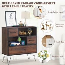 Load image into Gallery viewer, Multipurpose Sideboard Storage Cabinet with Metal Leg & Drawers