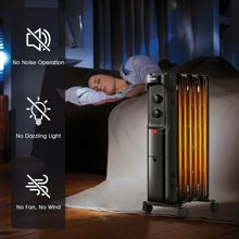 Load image into Gallery viewer, 1500W Oil Filled Portable Radiator Space Heater with Adjustable Thermostat-Black
