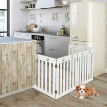 Load image into Gallery viewer, 24" Folding Wooden Freestanding Pet Gate Dog Gate with 360° Hinge -White