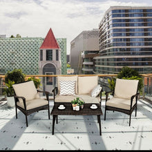 Load image into Gallery viewer, 4PCS Patio Rattan Wicker Furniture Set Cushioned Sofa Couch