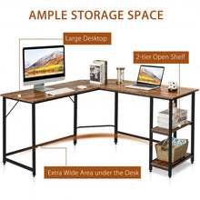 Load image into Gallery viewer, L Shaped Corner Computer Desk with Storage Shelves for Home Office Work-Brown