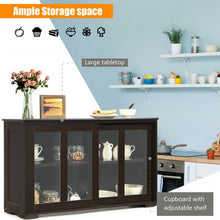 Load image into Gallery viewer, Sideboard Buffet Cupboard Storage Cabinet with Sliding Door-Brown
