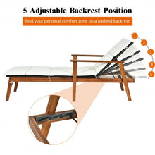 Load image into Gallery viewer, 3Pcs Protable Patio Cushioned Rattan Lounge Chair Set with Folding Table-White