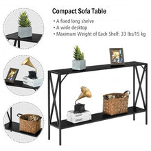Load image into Gallery viewer, 2 Tier Narrow Accent Side Entryway Metal Frame Console Table -Black