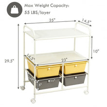 Load image into Gallery viewer, 4 Drawers Shelves Rolling Storage Cart Rack-Yellow