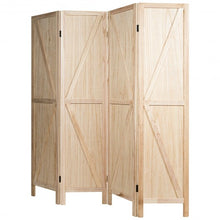 Load image into Gallery viewer, 4 Panels Folding Wooden Room Divider-Natural