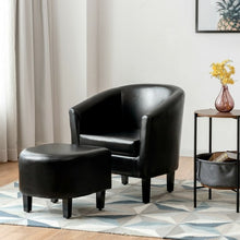 Load image into Gallery viewer, Modern Accent Tub Chair and Ottoman Set with Fabric Upholstered-Black