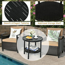 Load image into Gallery viewer, 3Pcs Patio Rattan Furniture Set Cushioned Sofa Storage Table with Shelf Garden