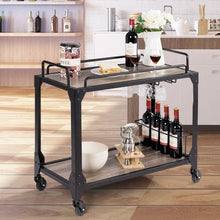 Load image into Gallery viewer, 2 Tier Wood Kitchen Island Rolling Bar Serving Cart