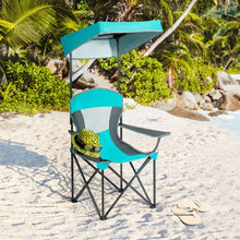 Load image into Gallery viewer, Portable Folding Camping Canopy Chair with Cup Holder Cooler -Turquoise