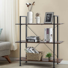 Load image into Gallery viewer, 3-Tier Bookshelf Industrial Bookcase Display Shelf Storage Rack-Brown