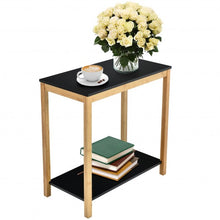 Load image into Gallery viewer, Bamboo Side Table 2-Tier Sofa End Console Table with Storage Shelf Felt Pad for Bedroom