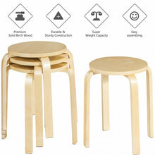 Load image into Gallery viewer, Set of 4 18" Wood Home Backless Dining Chairs